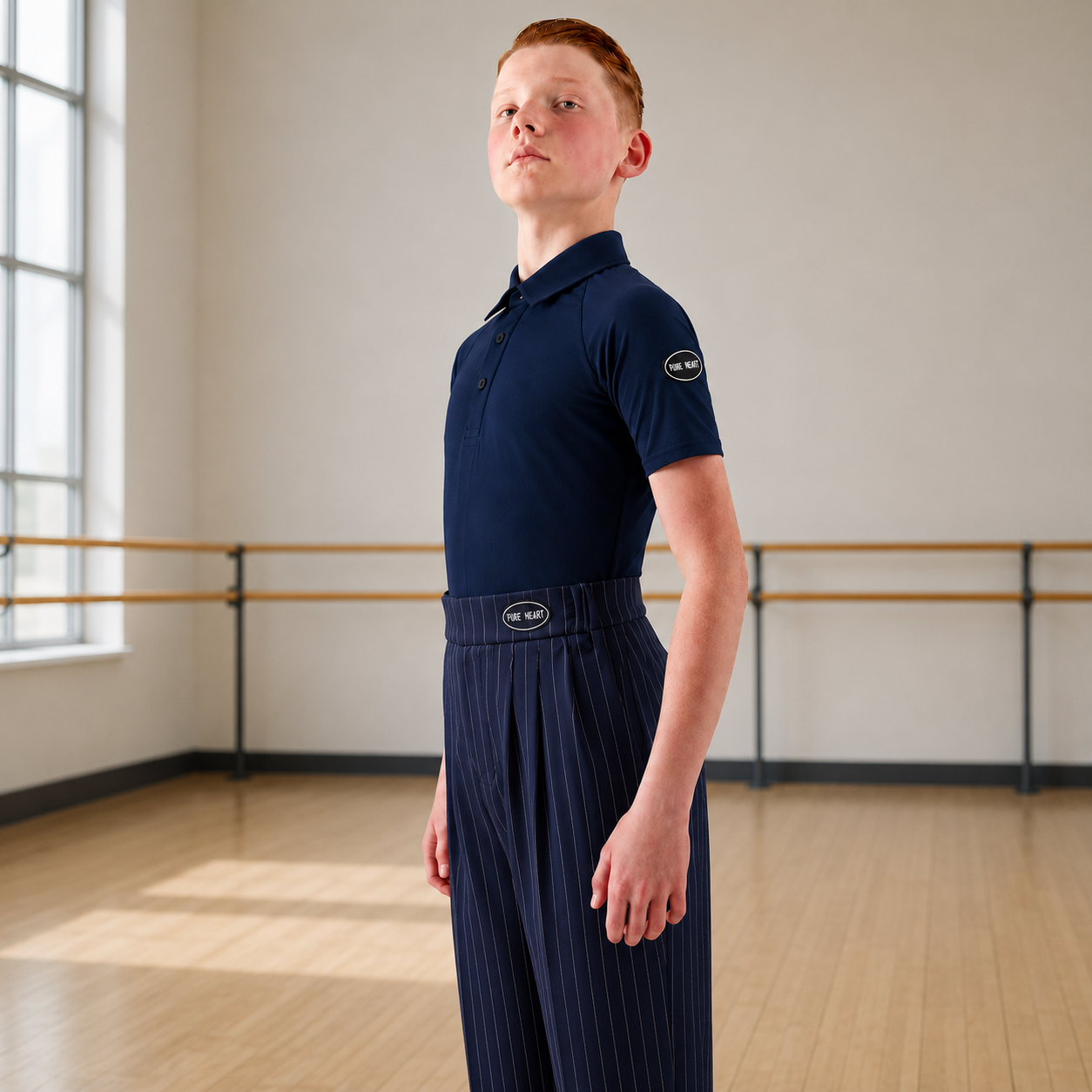Boys/Men Dance Stretch-Fit Ballroom Polo Shirt