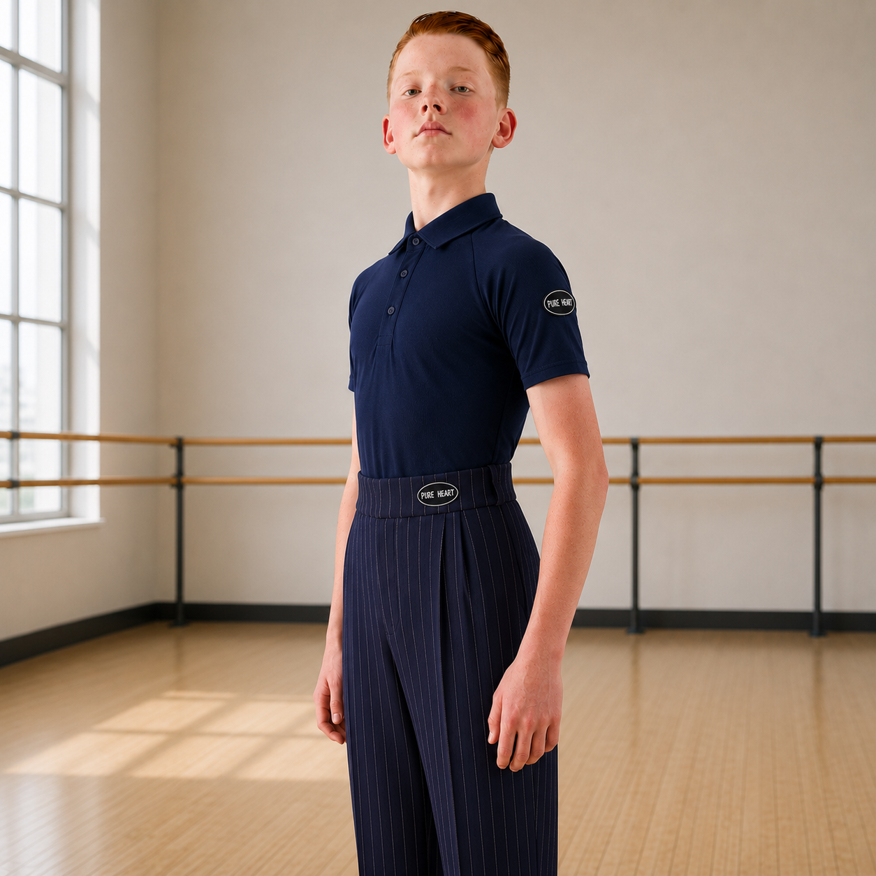 Boys/Men Dance Stretch-Fit Ballroom Polo Shirt