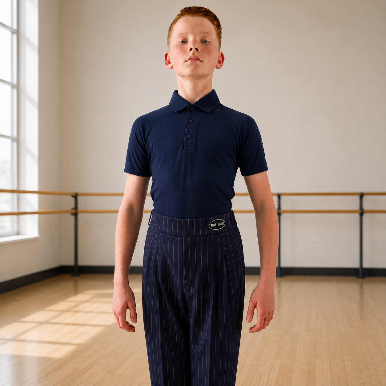 Boys/Men Dance Stretch-Fit Ballroom Polo Shirt