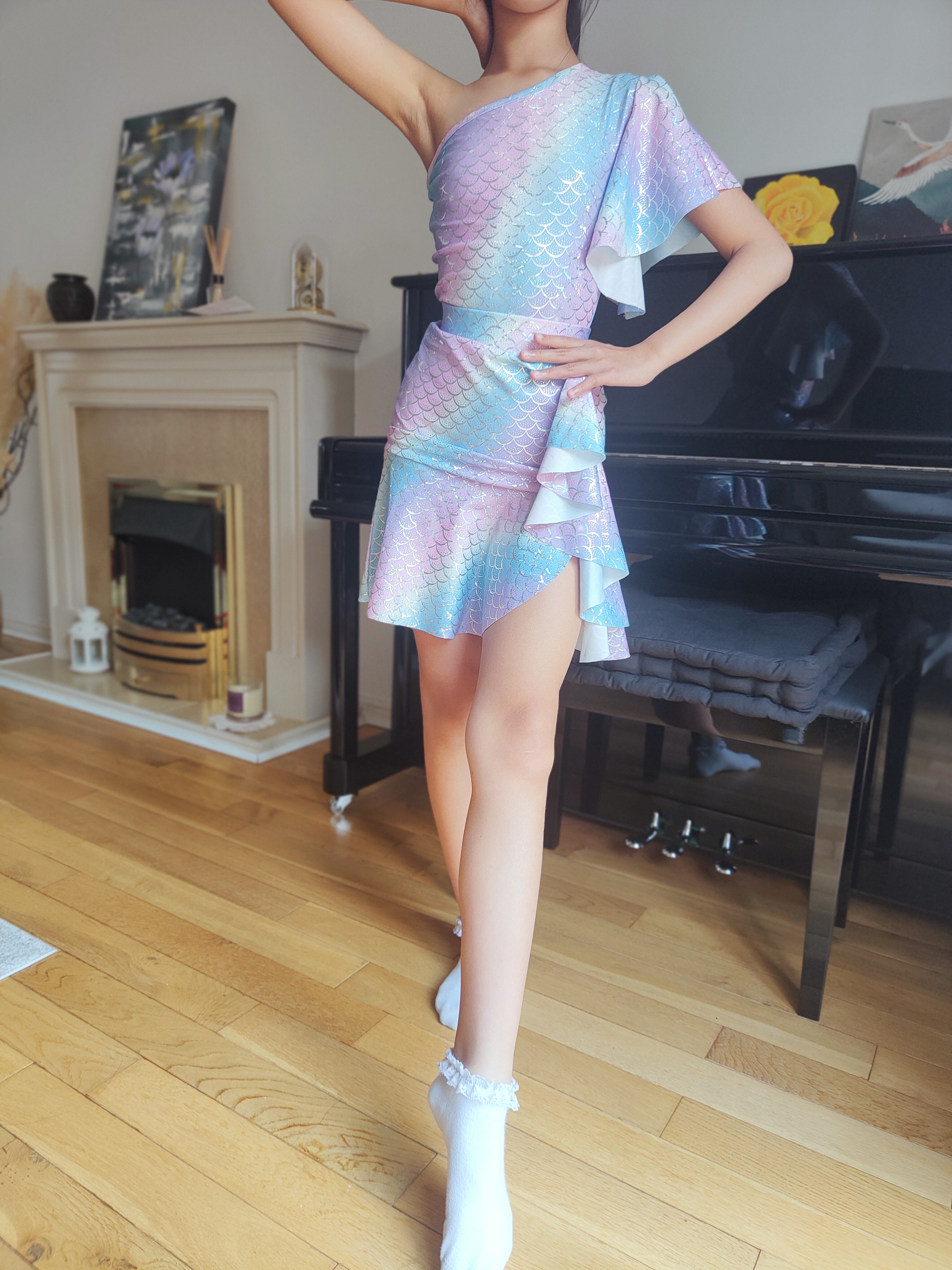 Off shoulder mermaid-shaped dance practice wear performance wear