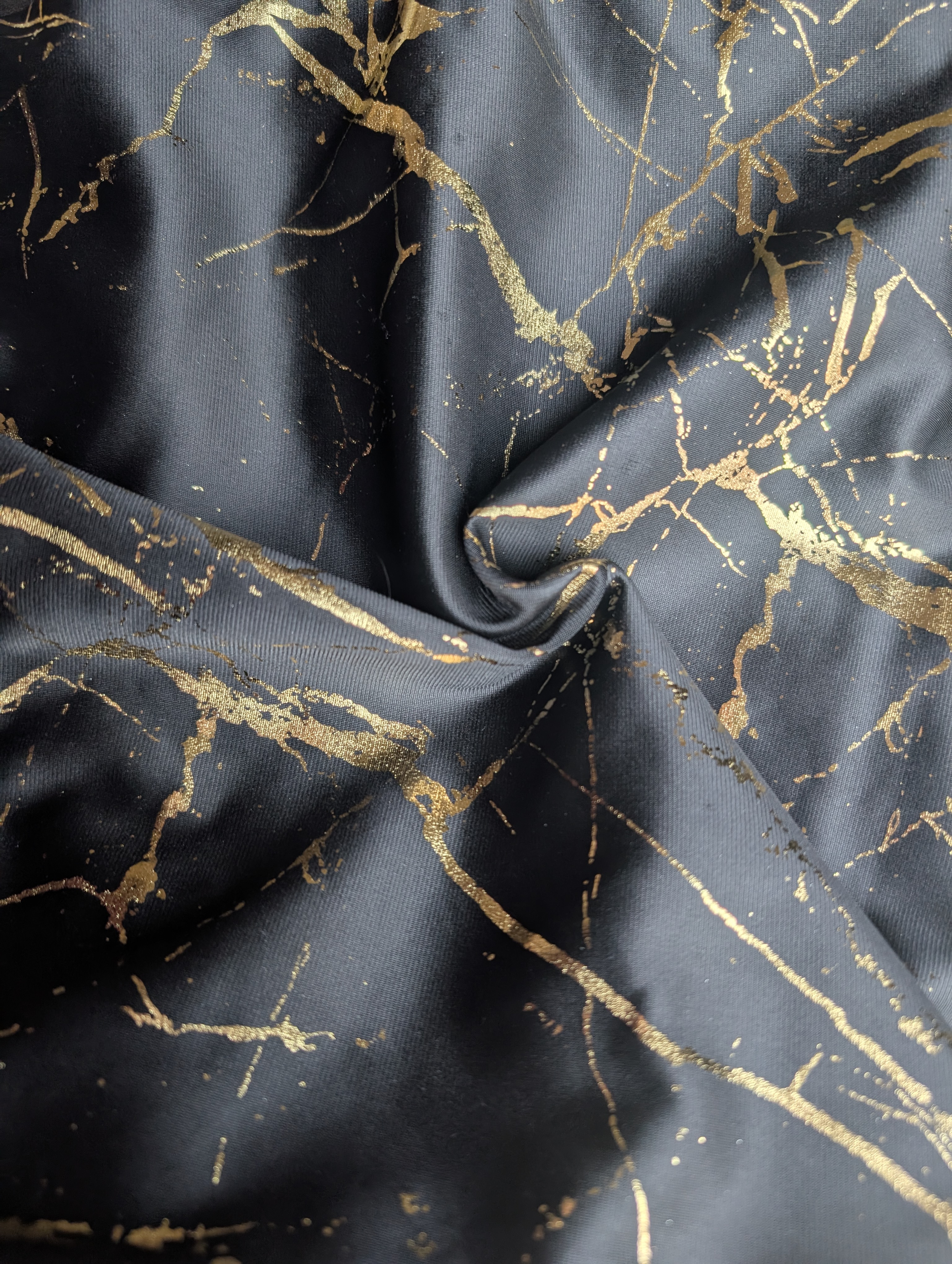 Black and Golden Marble Print Leotard and Skirt Dance Practice Set (with shoulder strap)