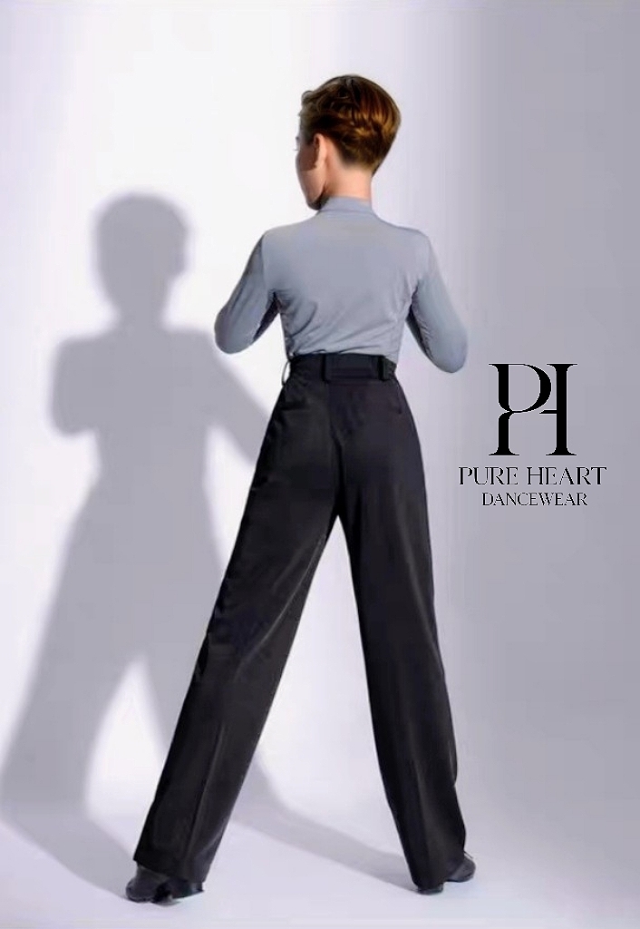 Boys dance practice top with mesh long sleeves