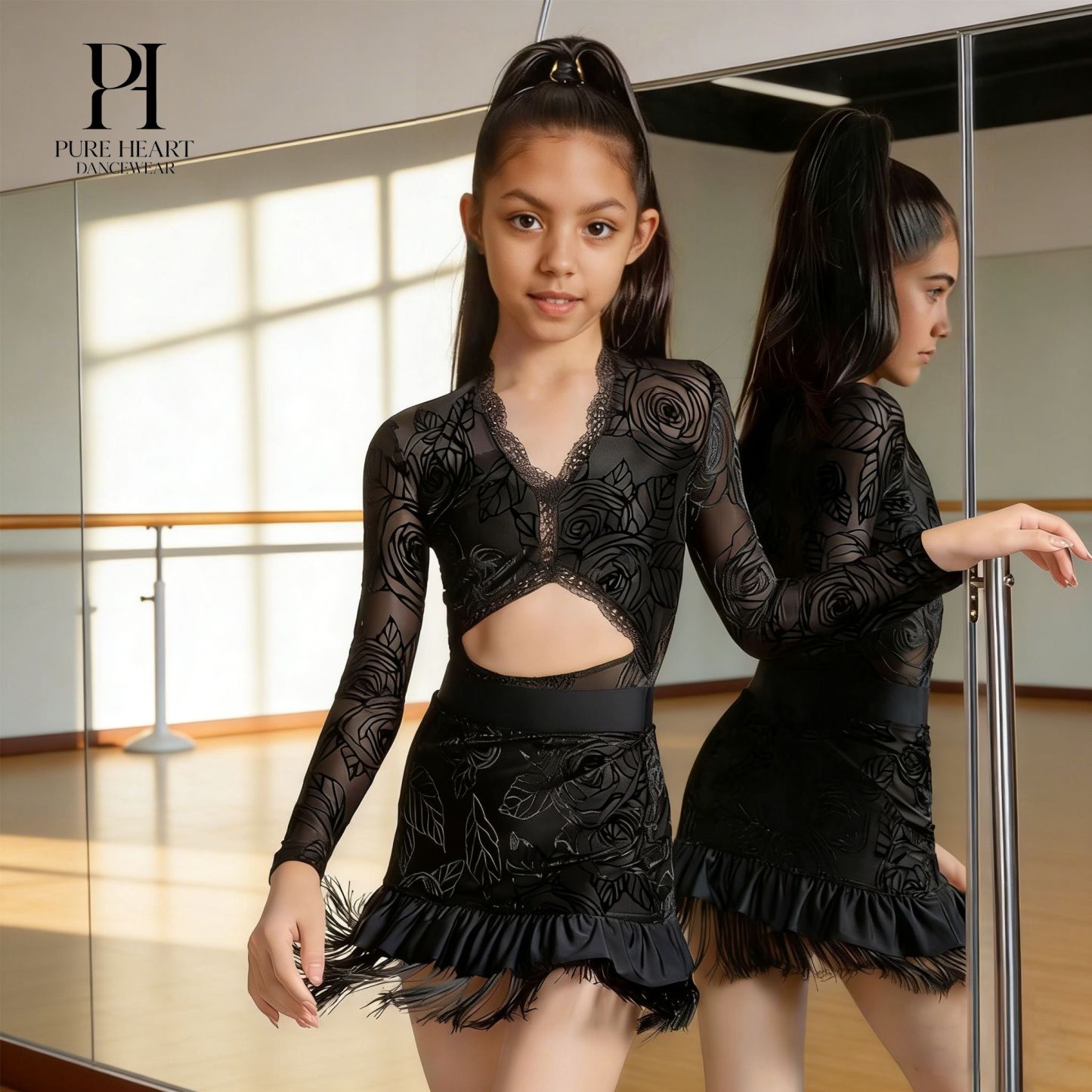 Black Lace Bodysuit and Skirt with Built-In Shorts