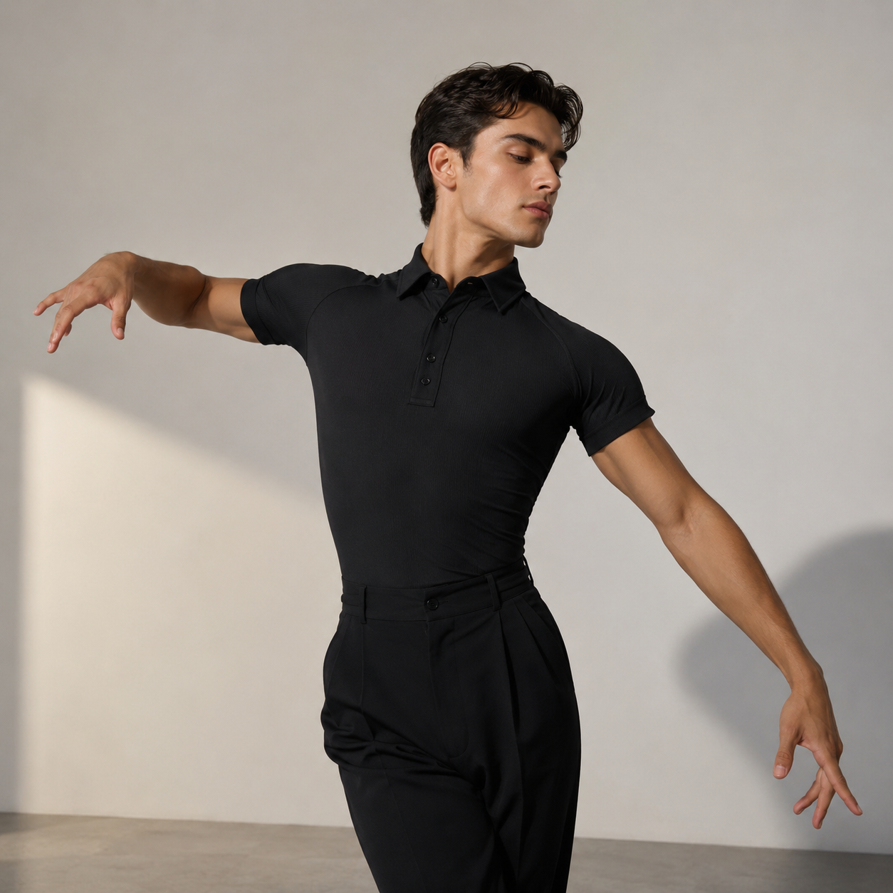 Boys Dance Stretch-Fit Ballroom Polo Shirt