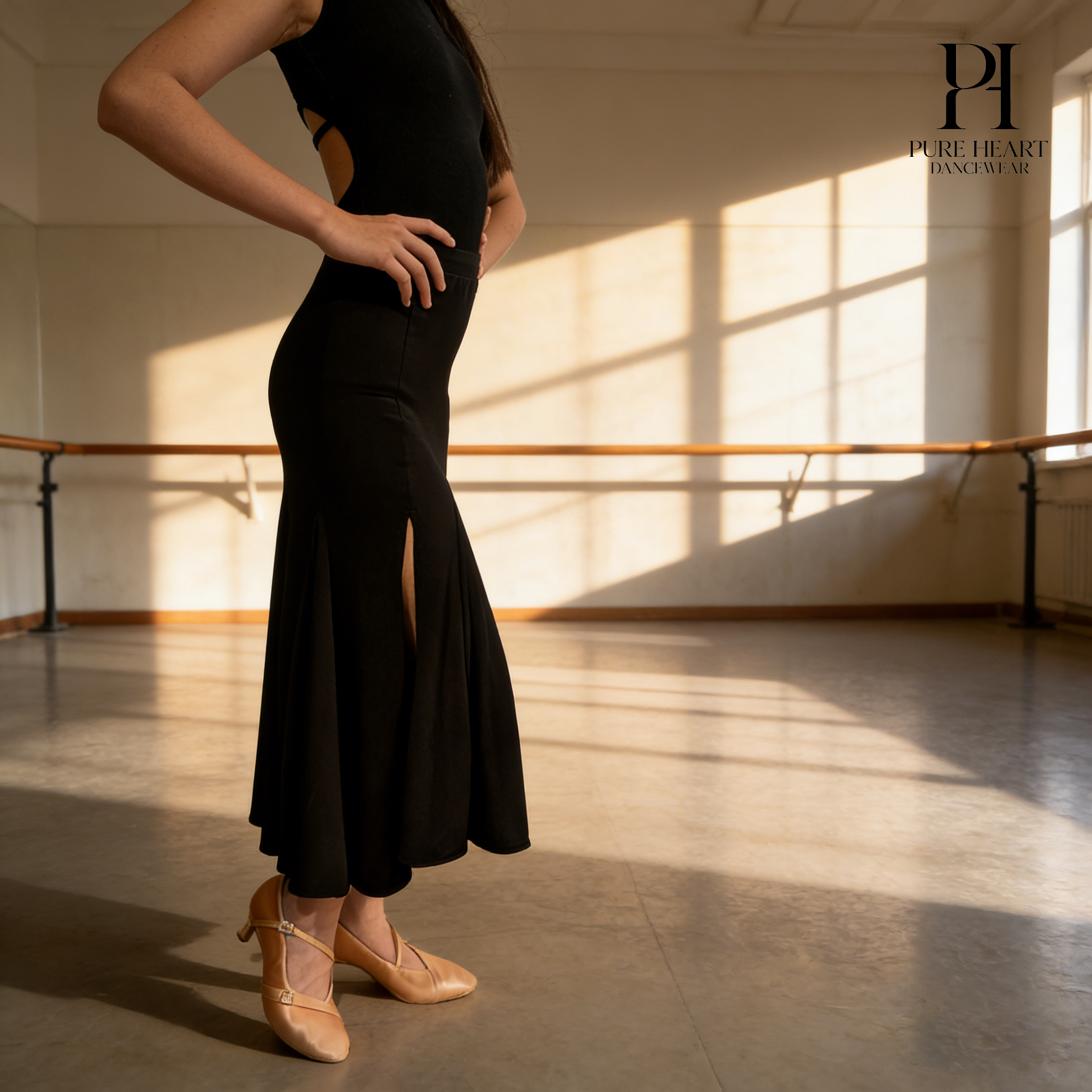 Girls' Ballroom Dance Practice Skirt with Side Slit- Skirt only