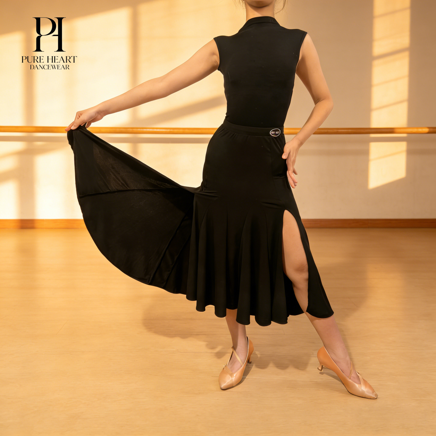 Girls' Ballroom Dance Practice Skirt with Side Slit- Skirt only