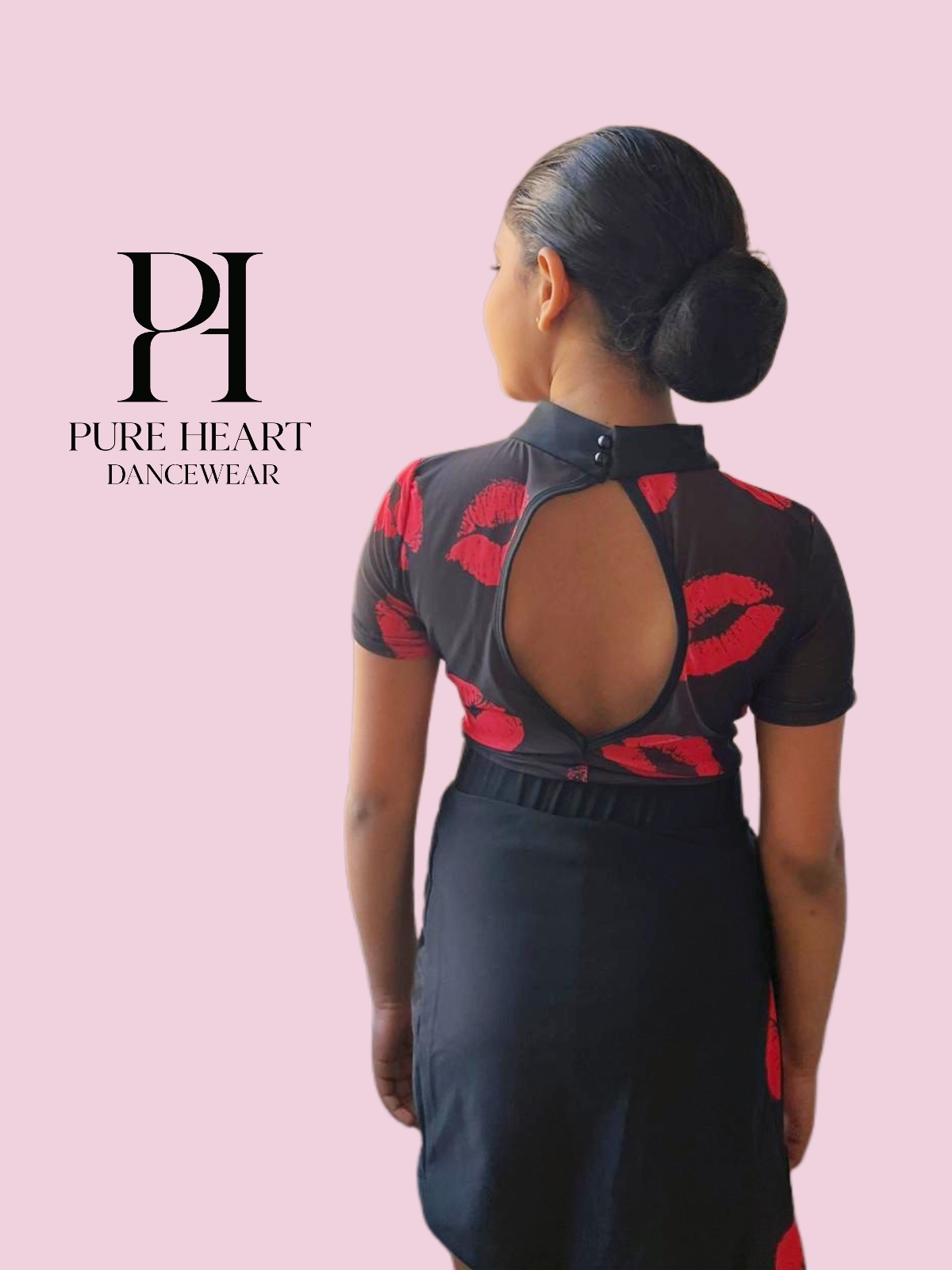 Red lips mesh leotard and skirt set