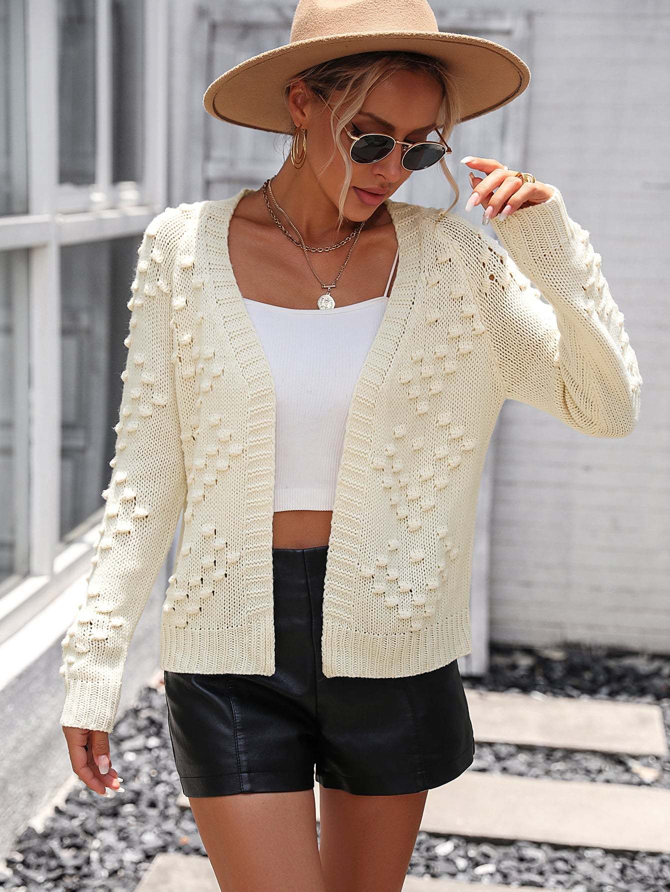 Casual Chic: Women's Knit Cardigan - Sweater with Embroidery Cardigans - Chuzko Women Clothing