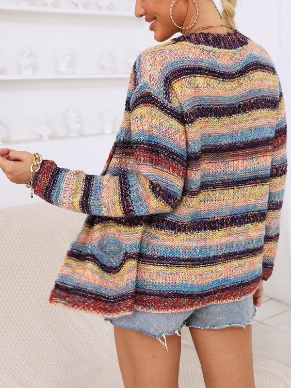 Cardigans- Multicolor Knit Cardigan for Women- - Chuzko Women Clothing