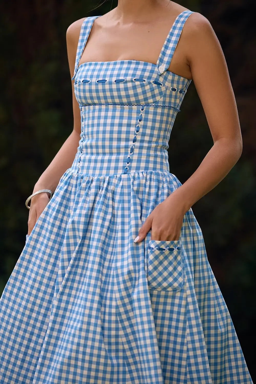 Casual Dresses - Retro-Chic Gingham Midi Dress