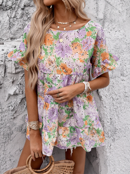 Floral Dresses- Women Spring Fling Bright Floral Ruffle Dress- - Chuzko Women Clothing