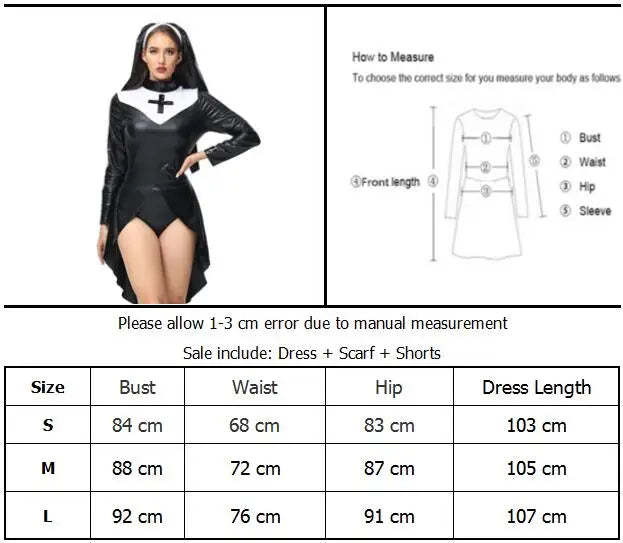 Halloween Costumes- Daring Nun Costume – Perfect for Halloween- - Chuzko Women Clothing