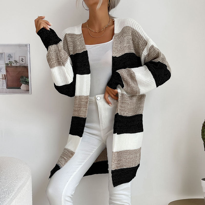 Trendy Buttonless Cardigan - Women's Winter Knitted Sweater Jacket Cardigans - Chuzko Women Clothing