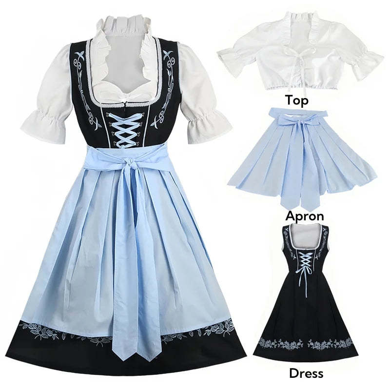 Oktoberfest Dresses- Traditional Bavarian Costume Dress for Oktoberfest- Blue- Chuzko Women Clothing