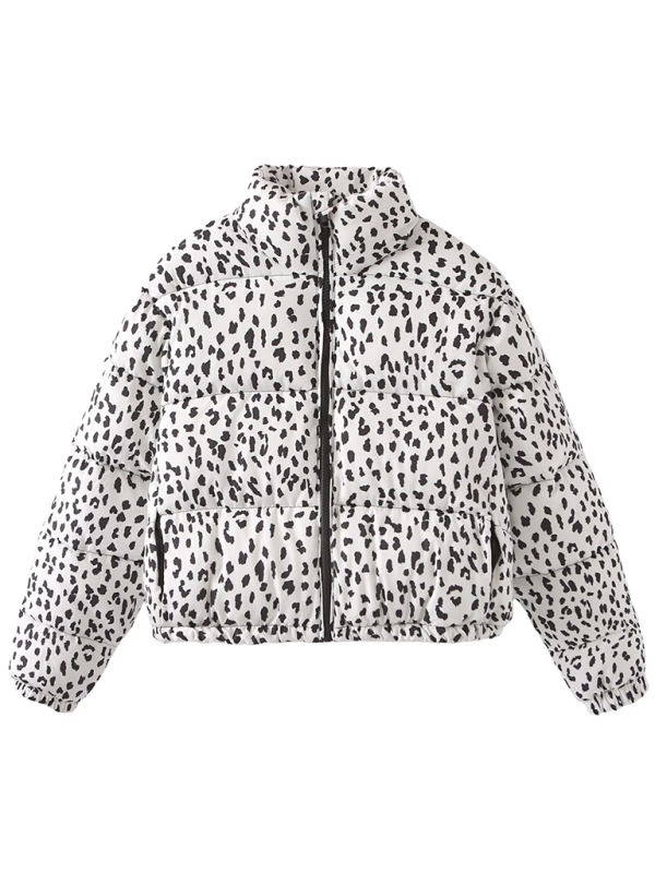 Puffer Jackets- Leopard Print Puffer Jacket for Chilly Evenings