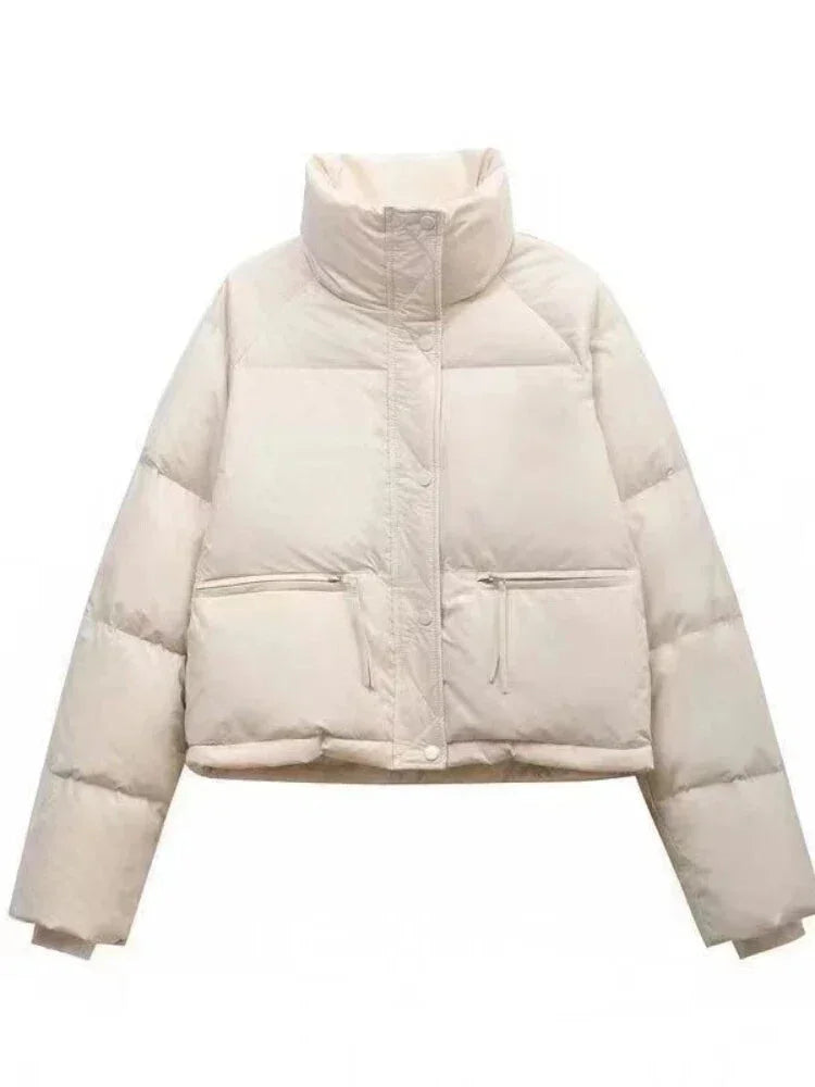 Puffer Jackets- Winter Women's Puffer Jacket- White- Chuzko Women Clothing