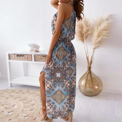 Discover Boho Bliss: Women's Paisley Halter Neck Maxi Dress Maxi Dresses - Chuzko Women Clothing