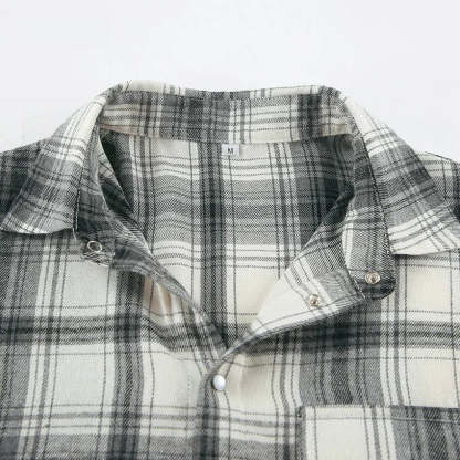 Shirts- Layering Essential Vintage Plaid Shirt for Women- - Chuzko Women Clothing