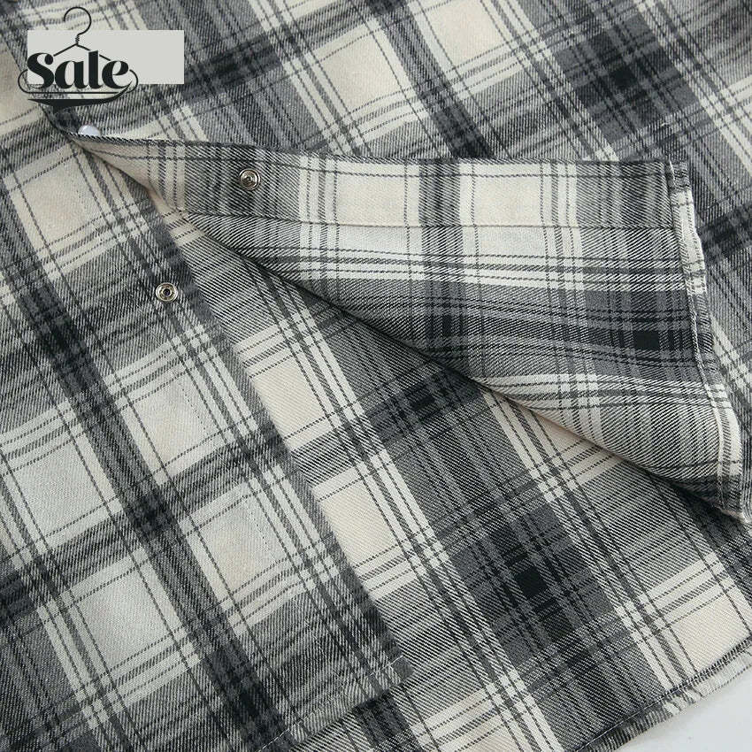 Shirts- Layering Essential Vintage Plaid Shirt for Women- - Chuzko Women Clothing