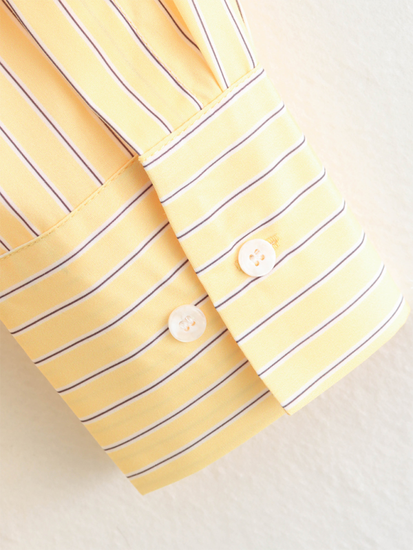 Shirts - Oversized Yellow Blouse Women Striped Shirt with Long Sleeves