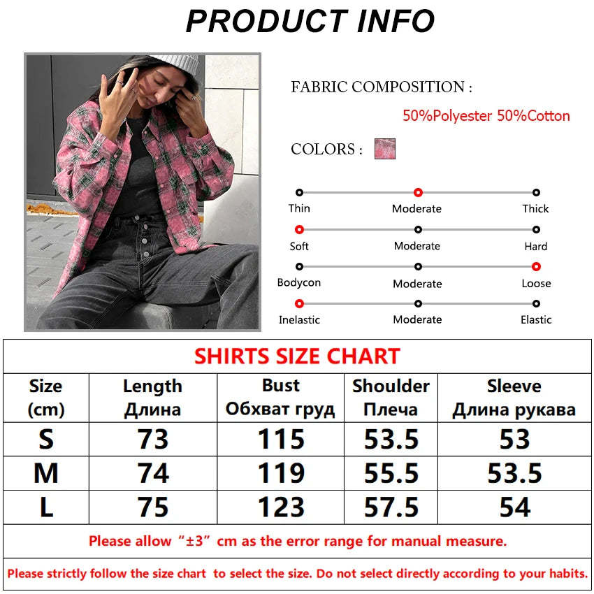 Shirts- Vintage-inspired Pink Plaid Shirt for Women- - Chuzko Women Clothing