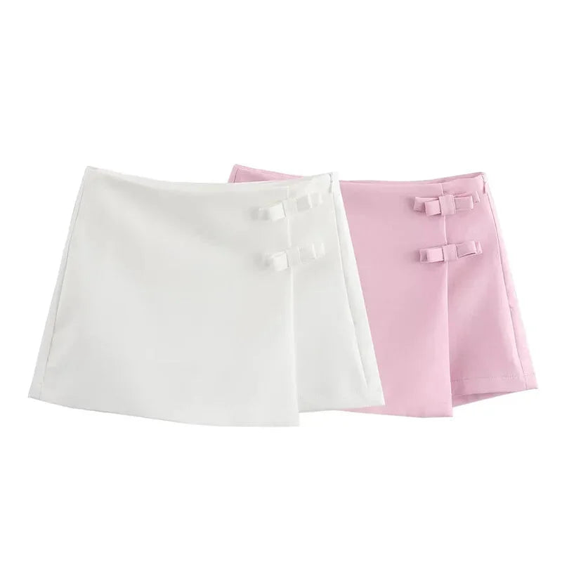 Shorts Skirts- Women Buckle-Accent Mini Skirt- - Chuzko Women Clothing