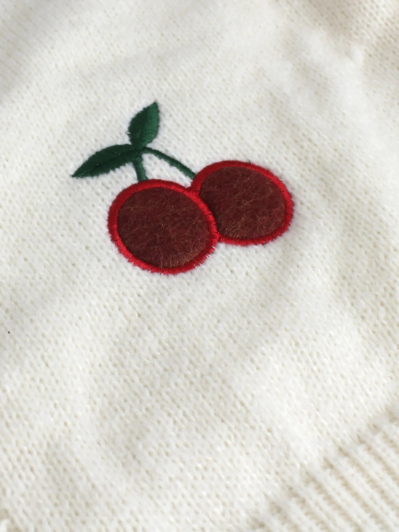 Sweaters- Cherry-Pick Embroidered Cardigan Sweater for Women- - Chuzko Women Clothing