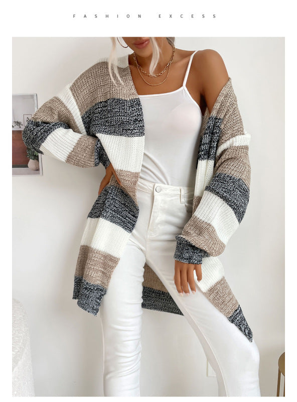 Trendy Buttonless Cardigan - Women's Winter Knitted Sweater Jacket Cardigans - Chuzko Women Clothing