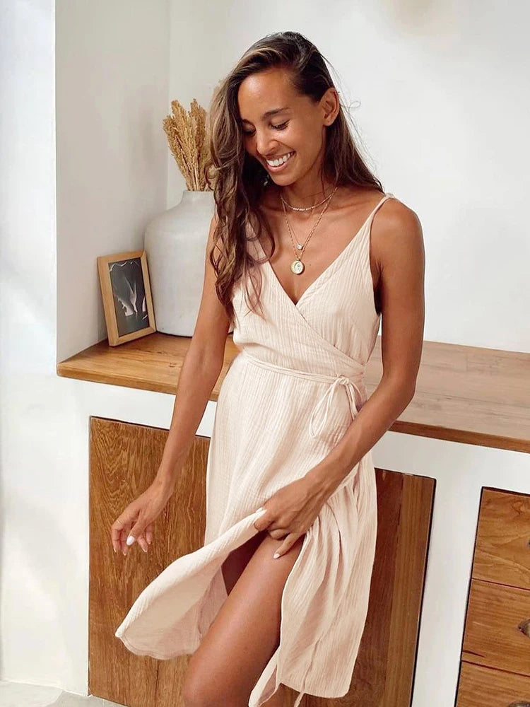 Cotton wrap dresses summer best sale