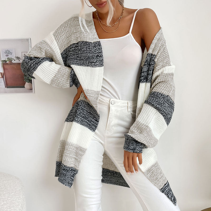 Trendy Buttonless Cardigan - Women's Winter Knitted Sweater Jacket Cardigans - Chuzko Women Clothing