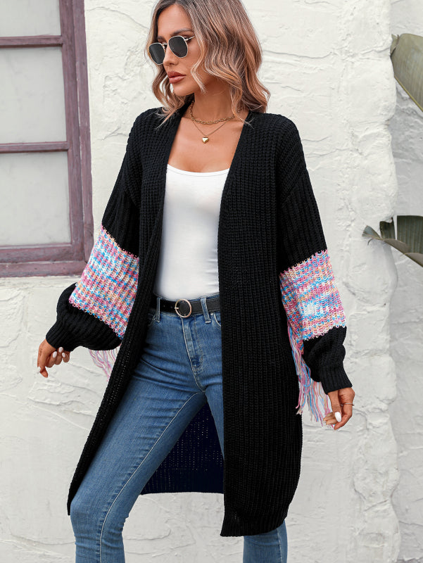 Duster Knit Cardigan - Winter Fringe Coat Cardigans - Chuzko Women Clothing