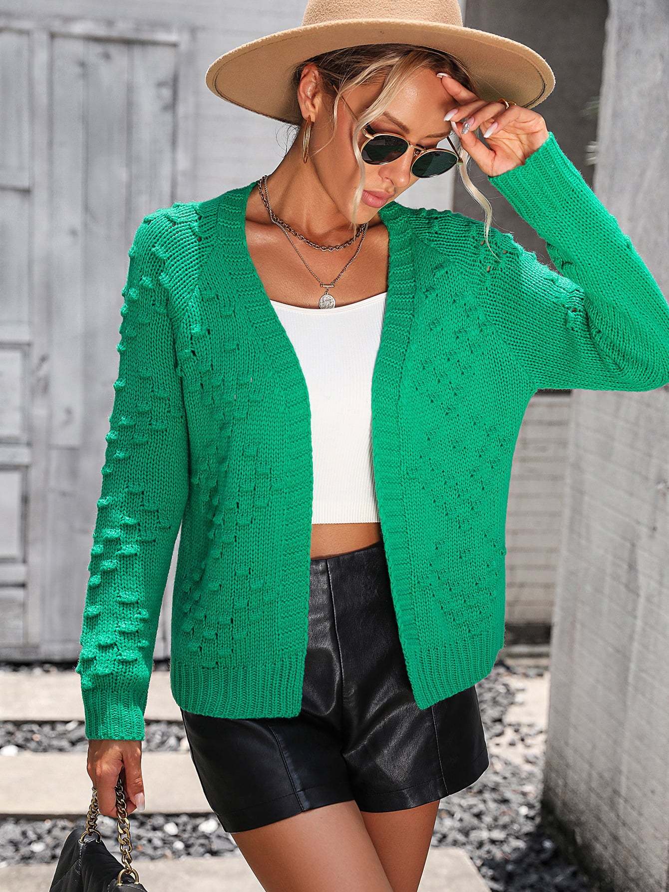 Casual Chic: Women's Knit Cardigan - Sweater with Embroidery Cardigans - Chuzko Women Clothing