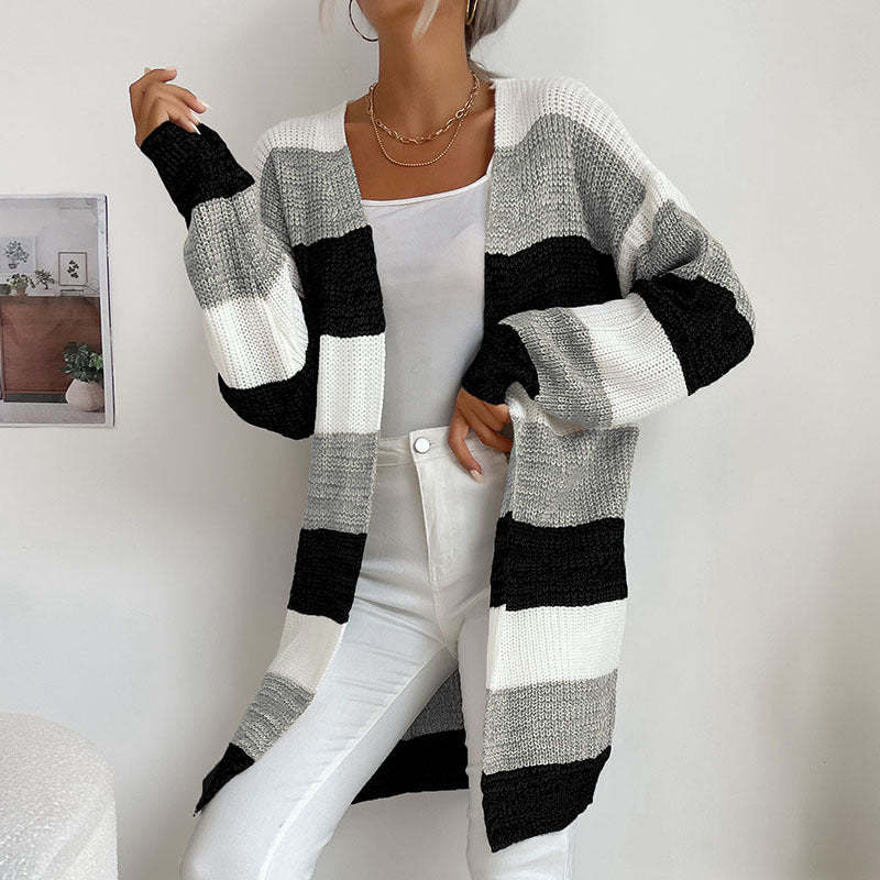 Trendy Buttonless Cardigan - Women's Winter Knitted Sweater Jacket Cardigans - Chuzko Women Clothing