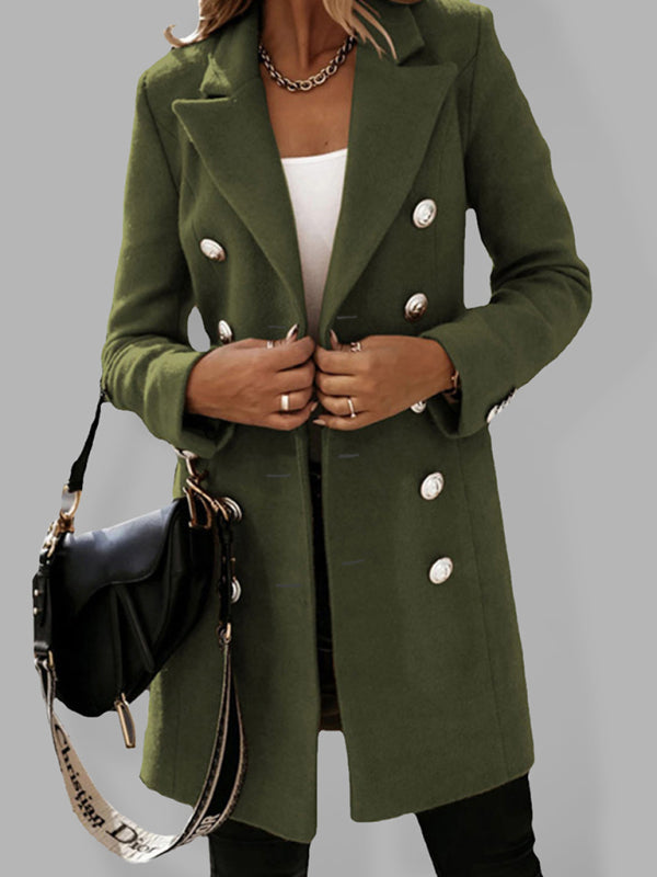 Elegant Women's Double Breasted Woolen Pea Coat Coats - Chuzko Women Clothing