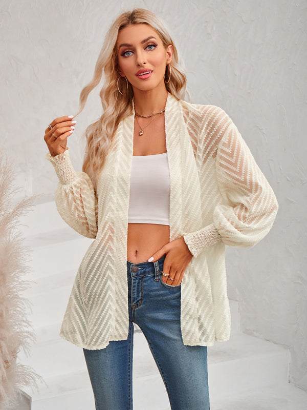 Stay Chic and Cozy with the Women's Sheer Cardigan - Shop Now! Top - Chuzko Women Clothing