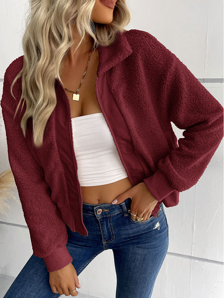 Trendy Zipper Luxe Fur Cardigan: Women's Winter Plush Sweater Cardigans - Chuzko Women Clothing