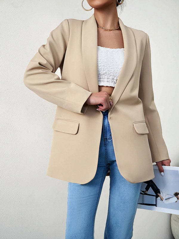 Solid Open Front Shawl Lapels Blazer Blazers - Chuzko Women Clothing