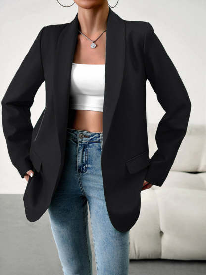 Solid Open Front Shawl Lapels Blazer Blazers - Chuzko Women Clothing