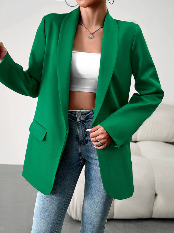 Solid Open Front Shawl Lapels Blazer Blazers - Chuzko Women Clothing