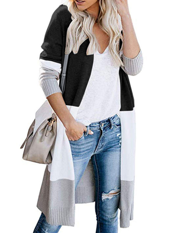 Striped Knit Duster Cardigan for Fall Days Cardigans - Chuzko Women Clothing