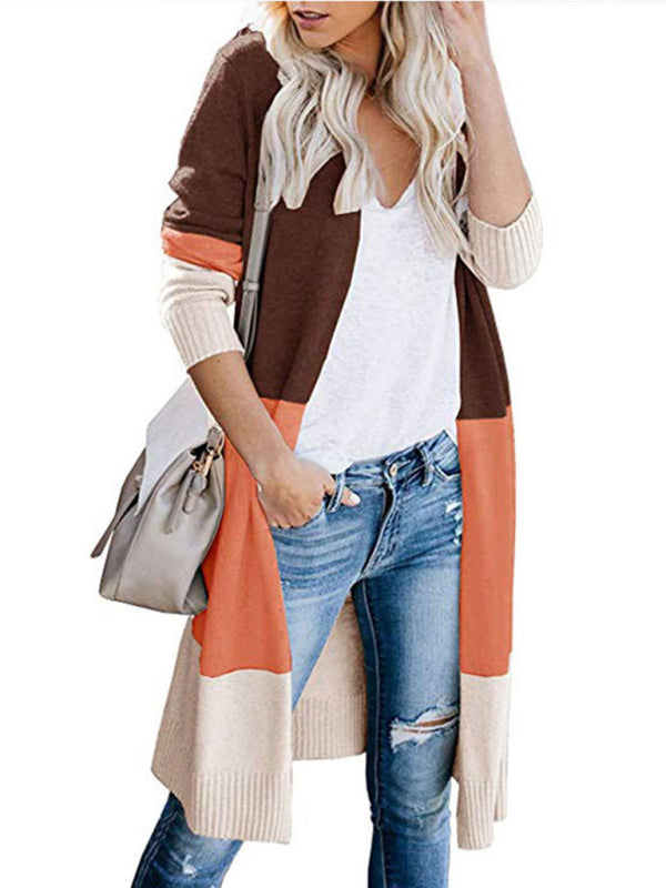 Striped Knit Duster Cardigan for Fall Days Cardigans - Chuzko Women Clothing