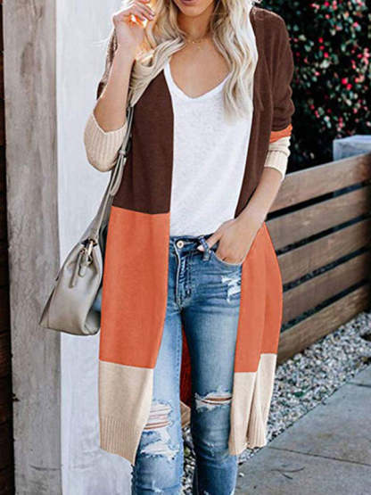 Striped Knit Duster Cardigan for Fall Days Cardigans - Chuzko Women Clothing