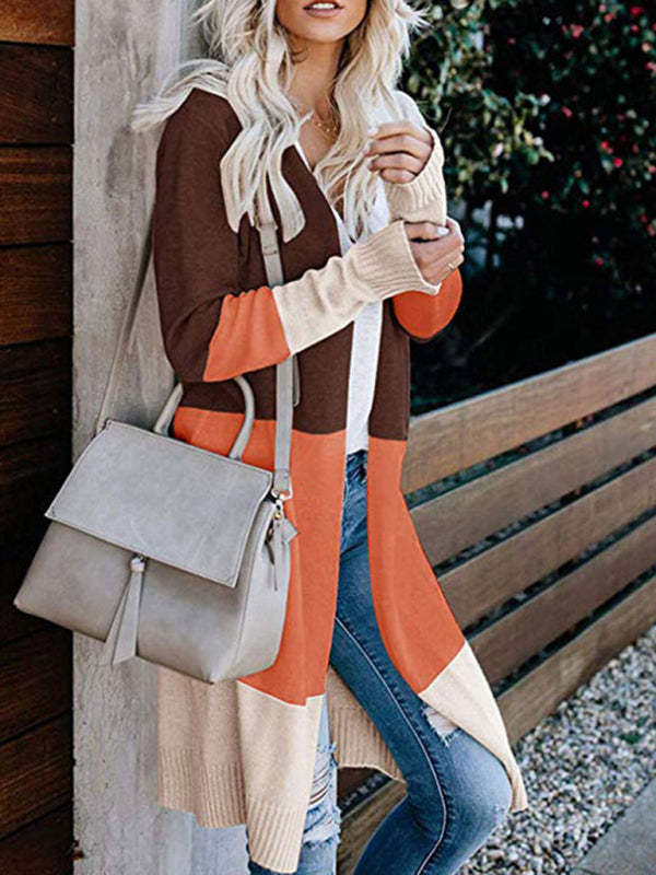 Striped Knit Duster Cardigan for Fall Days Cardigans - Chuzko Women Clothing