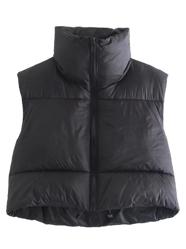 Thick Zip-Up Puffer Vest Jacket for Casual Outings Puffer Vests - Chuzko Women Clothing