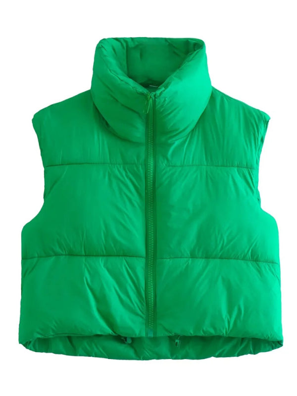 Thick Zip-Up Puffer Vest Jacket for Casual Outings Puffer Vests - Chuzko Women Clothing