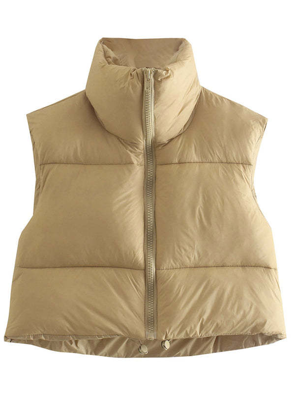 Thick Zip-Up Puffer Vest Jacket for Casual Outings Puffer Vests - Chuzko Women Clothing