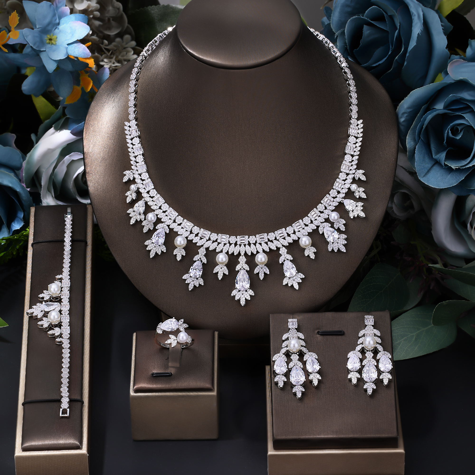 Ladies'/Bridal Shiny Zircon Jewelry Sets #JEWLY011