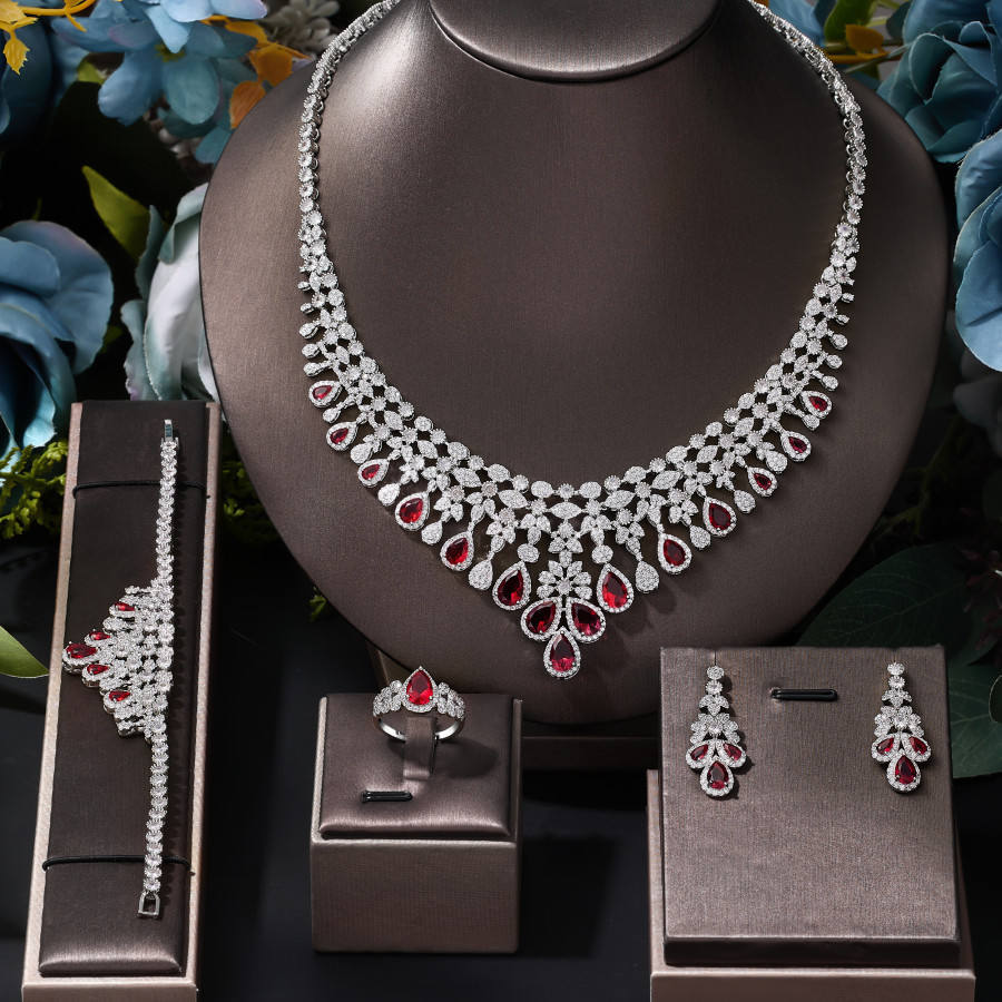 Shiny Zircon Jewelry set of 4 pieces