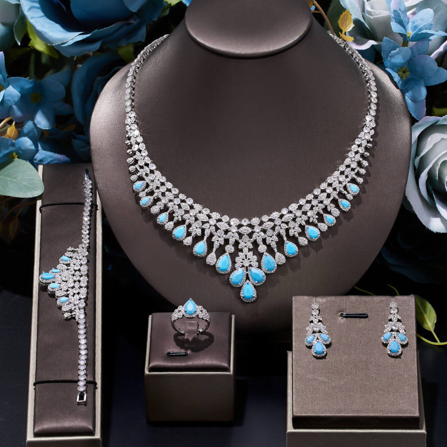 Shiny Zircon Jewelry set of 4 pieces