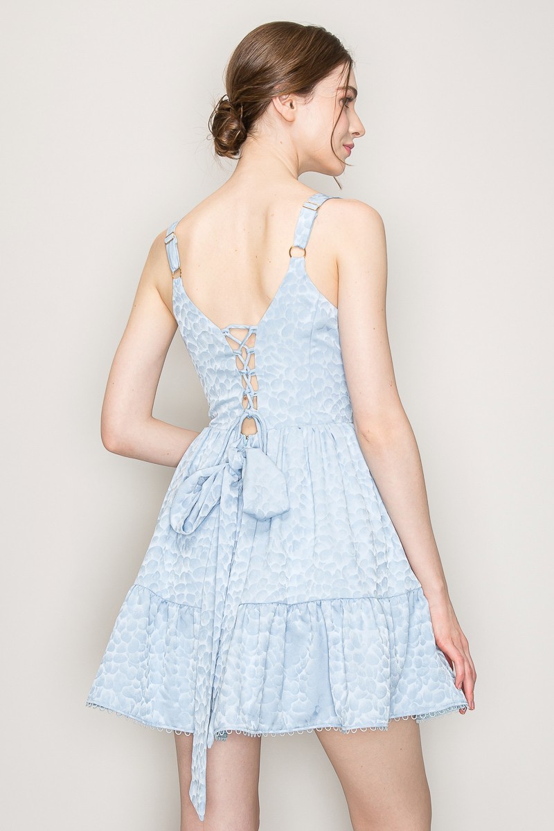 Square Neck Corset Detail Sleeveless Mini Dress #23534841